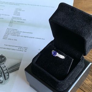 14K White Gold Diamond & Tanzanite Ring